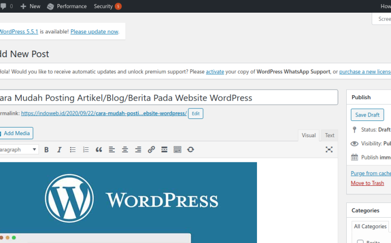 Cara Mudah Posting Artikel/Blog/Berita Pada Website WordPress